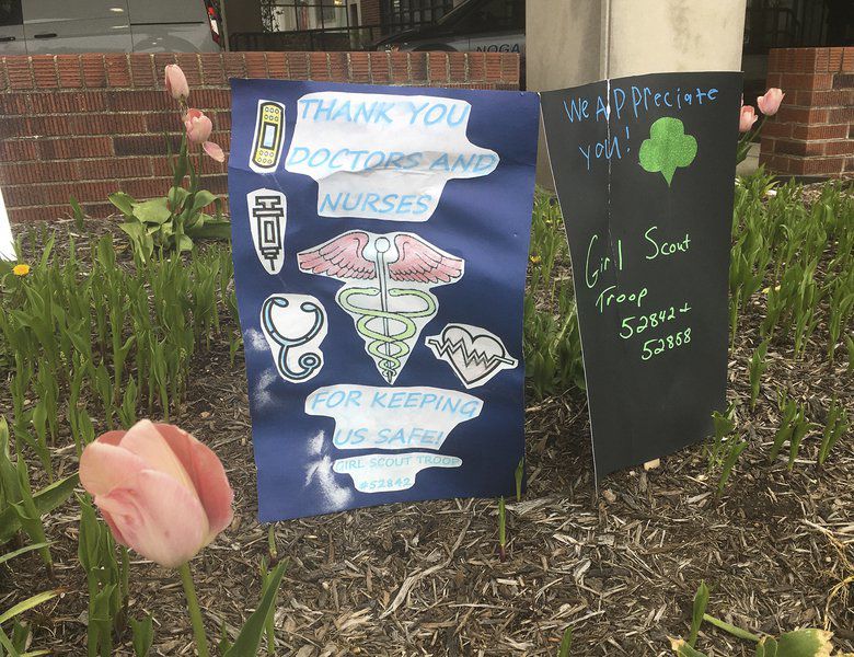 Union Girl Scouts show appreciation through signs